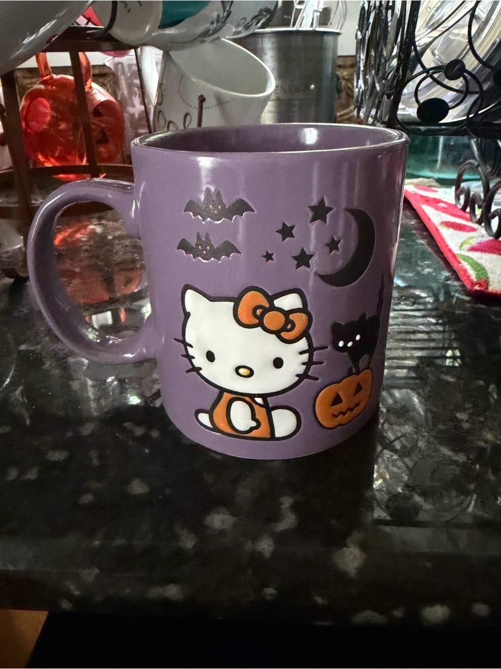 Hello Kitty Lavender Halloween Mug with Orange Accents